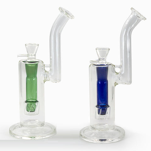 10” Double Shower Perc and Bent Neck Straight Bong