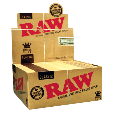 RAW Classic Natural Unrefined Rolling Papers King Size Slim. www.metrovapeshop.ca