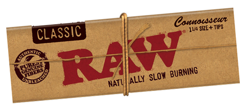 RAW Classic Natural Hemp Connoiseur Rolling Papers with Tips 1 1/4 www.metrovapeshop.ca