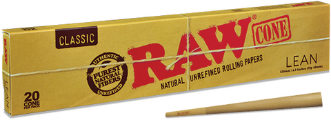 RAW Classic Natural Unrefined Pre-Roll Cones 20pk Lean. www.metrovapeshop.ca