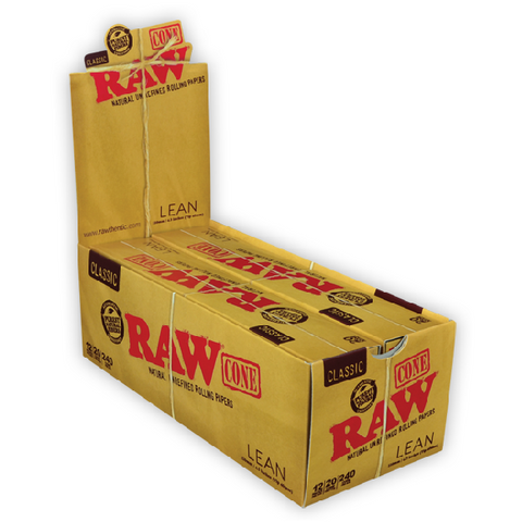 RAW Classic Natural Unrefined Pre-Roll Cones 20pk Lean. www.metrovapeshop.ca
