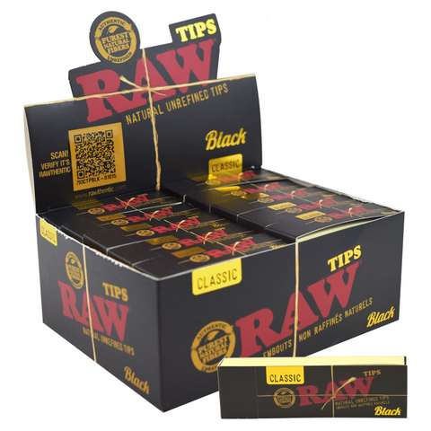 RAW Black Classic Natural Unrefined Perforated Tips