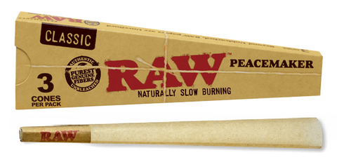 RAW Classic Natural Unrefined Pre-Roll Cones 3pk Peacemaker. www.metrovapeshop.ca