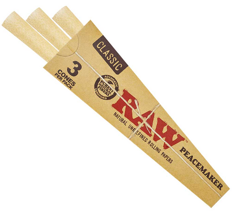 RAW Classic Natural Unrefined Pre-Roll Cones 3pk Peacemaker. www.metrovapeshop.ca