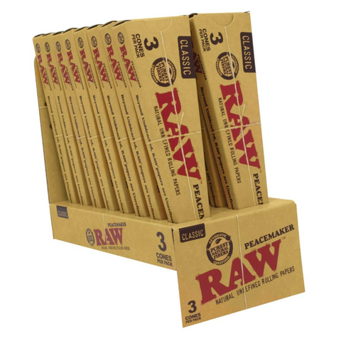 RAW Classic Natural Unrefined Pre-Roll Cones 3pk Peacemaker. www.metrovapeshop.ca