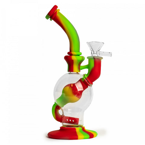 LIT SILICONE 8” Glass Chamber Ball Bong