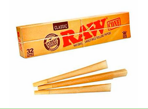 Raw Organic Hemp King size Cones - 32ct
