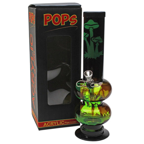 12" Double Bubble Mushroom Patch Acrylic Bong with Ice Catcher