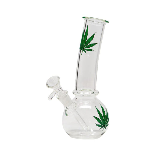 Green Leaf 8" Glass Beaker Bong
