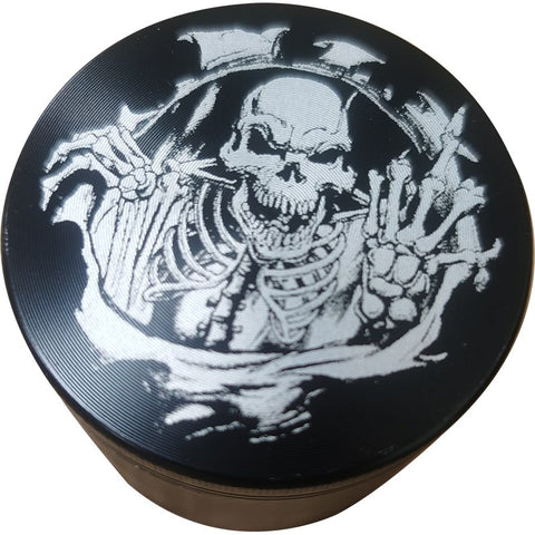 4-Part Zinc Grinder - Skull Black. www.metrovapeshop.ca