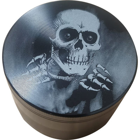 4-Part Zinc Grinder - Skull Black. www.metrovapeshop.ca