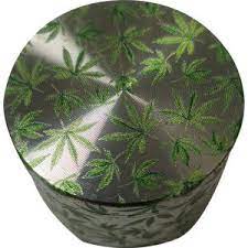 2" 4 Part Zinc Grinder - Leaf Print. www.metrovapeshop.ca